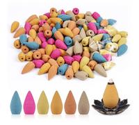 AUAUY Conos Incienso Reflujo 120Pzs 6 Aromas, con 1 Soporte