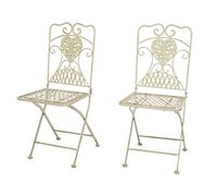 aubaho 2X Silla de jardín cremeweiß Silla de jardín de Hierro Antiguo Estilo Bistro