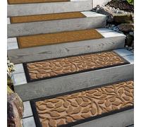 Aucuda Juego de 2 alfombrillas para escalones exteriores de goma, 76 x 22 cm, resistentes a la intemperie y antideslizantes, antideslizantes, para exteriores, para verano, alfombrillas antideslizantes