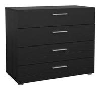 Aucune Cómoda de 4 cajones - Negro - L80,2 x P40,25 x H68,1 cm