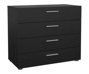 Aucune Cómoda de 4 cajones - Negro - L80,2 x P40,25 x H68,1 cm