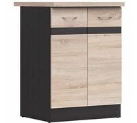 Aucune Gabinete bajo JUNONA de 60 cm con 2 puertas y tabla de trabajo - Chene Sonoma