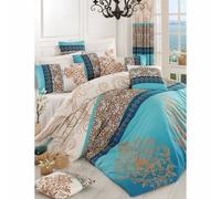 Aucune Juego de cama Turquesa con funda nórdica 220x240 cm y 2 fundas de almohada 60x60 cm