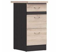 Aucune Junona Kitchen Muebles bajos de 40 cm - 3 cajones - Toptada de trabajo - Chene Sonoma