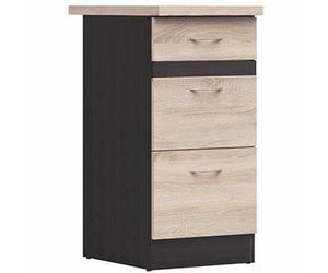 Aucune Junona Kitchen Muebles bajos de 40 cm - 3 cajones - Toptada de trabajo - Chene Sonoma
