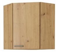 AUCUNE Mueble alto de esquina MODENA - 89 x 89 cm - Roble artesanal y negro mate