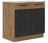 Aucune Mueble bajo fregadero ROCK - Roble Lancelot y Gris Matera - 1 puerta