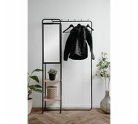 Aucune Mueble de recibidor LUTON Negro / Roble artesano con espejo
