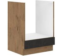 Aucune Mueble para horno ROCK - Melamina roble lancelot y gris matera - L60 x H82 cm