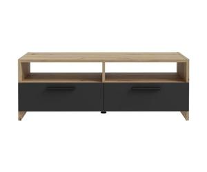 Aucune Mueble TV PILVI Roble y Negro con 2 Solapas y 2 Nichos