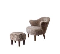 Audo Copenhagen Set de Butaca y reposapiés Ingeborg Piel de oveja sahara. incluido reposapiés . patas roble ahumado