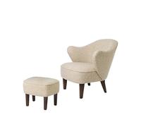 Audo Copenhagen Set de Butaca y reposapiés Ingeborg Tela sahcozero beige. incl. reposapiés. patas roble ahumado