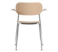 Audo Copenhagen Silla de comedor con apoyabrazos Co patas cromadas Roble