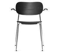 Audo Copenhagen Silla de comedor con apoyabrazos Co patas cromadas Roble negro