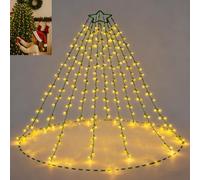AuFiiy Luce de Navidad para Árbol, 350 LED con Anillo, Guirnalda de 2m x 10 Cadenas, 8 Modos y Temporizador, IP4c4 Impermeable, Adaptador 31V, para Árboles de 120-350cm Interior y Exterior