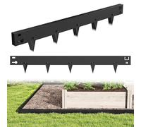 Aufun 10 piezas de borde de césped de metal galvanizado, 10,6 m, flexible, borde de jardín con espinas, borde de arriate para patio, jardín, granja, color negro (106 cm L x 16 cm H)