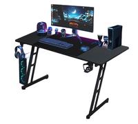 Aufun 120 x 60 cm Mesa de Gaming Bureau Gaming Table Gaming, Escritorio para Juegos, Gancho para Auriculares y Soporte para Bebidas, Mesa Estable para Ordenador, Escritorio de pie(Tye B)