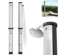 AufuN Ducha solar de 40 litros, ducha solar de jardín de agua caliente, incluye cubierta protectora, ducha de piscina para camping con grifo y cabezal de ducha de lluvia, sin conexión de alimentación