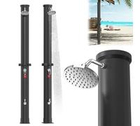 AufuN Ducha solar de 40 litros, para jardín, agua caliente, incluye cubierta protectora, ducha de piscina para camping con grifo y cabezal de ducha de lluvia, sin conexión de alimentación, conexión de