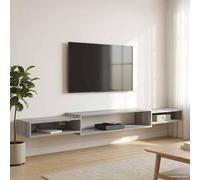 Augerlite Armario para TV montado en la pared, color gris, de madera 220 x 28 x 21 cm, con 3 estantes, estantería de pared, para salón, dormitorio, cocina, ahorra espacio y es versátil