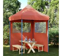 Augerlite Carpa de fiesta de terracota 200 x 200 x 306 cm, carpa de tela Oxford con marco de acero, cenador plegable para jardín, terraza, boda, puesto de mercado y festival