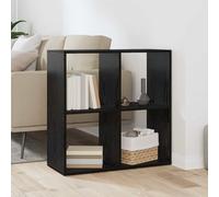 Augerlite Estantería de madera de 4 niveles, 69,5 x 29 x 69,5 cm, acabado roble negro, estantería de pie para salón, estudio, oficina, pasillo, biblioteca, almacenamiento y almacenamiento
