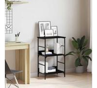 Augerlite Librería de 2 niveles de madera de 50 x 33 x 82 cm, acabado en roble negro, marco de acero, independiente, soporta hasta 100 kg, para salón, estudio, oficina, pasillo, biblioteca