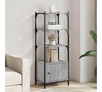 Augerlite Librería de 3 baldas Sonoma gris de madera, 41 x 30 x 109,5 cm, con puerta, 30 kg por estante, para libros, archivos, espacio de almacenamiento en el salón, oficina, estudio