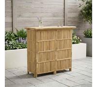 Augerlite Mesa de bar al aire libre de bambú natural 115 x 55 x 105 cm, mesa de jardín, mesa de terraza, balcón, terraza, terraza, terraza, camping, barbacoa, fiesta, exterior, resistente a la