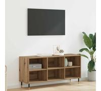 Augerqir Mueble de TV de roble Artisan, 103,5 x 30 x 50 cm, madera baja con 6 estantes y canal para cables, aparador HiFi para salón, cine en casa y rincón de juegos