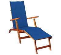 Augerqir Tumbona con reposapiés y cojín de madera maciza de acacia, plegable, 3 posiciones, resistente a la intemperie, ergonómica, para terraza, balcón, jardín, piscina, exterior, camping, sauna