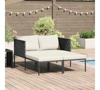Augerqir Tumbona de jardín con cojín para 2 personas, color antracita, acero con recubrimiento en polvo, 153 x 115 x 69,5 cm, tumbona de relajación para exteriores para balcón y terraza