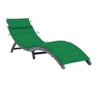 Augerqir Tumbona de jardín de madera maciza de acacia con pintura gris, plegable, con cojín y almohada, 190 x 60 x 51 cm, para terraza, balcón, piscina y exterior