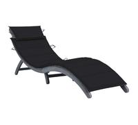 Augerqir Tumbona de jardín de madera maciza de acacia gris con cojín y cojín plegable para terraza, balcón, piscina, exterior, camping, ergonómico, resistente a la intemperie, tumbona de relax