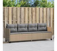 Augerqir Tumbona de jardín de polirratán beige, con cojín gris claro, 204 x 55 x 69,5 cm, funda extraíble y lavable, resistente a la intemperie, para balcón, terraza, exterior