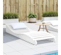 Augerqir Tumbona de madera de pino maciza, color blanco, 205 x 60 x 31,5 cm, ergonómica, para terraza, balcón, piscina, diseño de listones resistente a la intemperie, para relajación al aire libre