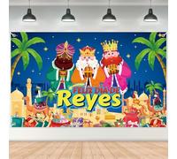 Augshy Pancarta para Día de Reyes Magos,Decoración Navidad Reyes Magos, Cartel de 185x110cm festivo póster de fondo para pared para Pared, Puerta, suministros para fiestas Exterior Interior