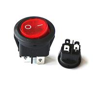 AUJAN Interruptor basculante Redondo KCD1 de 20MM, Base Cuadrada, 4 Pines CA 250V 6A 125V 10A, interruptores de Encendido/Apagado de 4 pies de Color Rojo Negro (Color : Red x1Piece, Size : 20mm)
