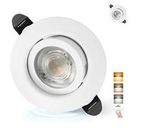 Aulaiyi Downlight LED Techo Empotrable Regulable 230V, 5.5W 600LM IP44 Ojos de Buey Ultrafino 68mm, 45° Rotable Focos LED Interior Techo Calida/Neutra/Frío Foco Empotrable para Baños, Blanco 1 Pack