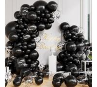 AULE Globos Negros de Cumpleaños: Kit Arco 100 Piezas Guirnalda Globo | Globos Negros Metalizados Helio Látex Decoración para Fiesta Bodas Bautismo Halloween Aniversario