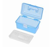 Aumotop Caja de Almacenamiento de Arte Transparente, Bandeja Extraíble Portátil, Suministros Pintura Al óleo Acuarela, Estuche para Organización Arte Artesanal (Azul)