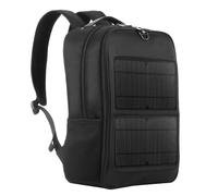 Aumotop Mochila Solar Impermeable con Panel Solar de 14 W de Alta Eficiencia para Senderismo Escalada, Mochila Nailon para Exteriores Bolsa Viaje Gran Capacidad Mochilero, Negro