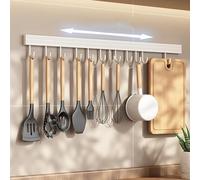 Aumotop Perchero de Cocina Montado en la Pared Elegante Espacio Blanco Colgador de Utensilios Aluminio para Cocina Organizada 1 Unidad (6 Ganchos 30cm)