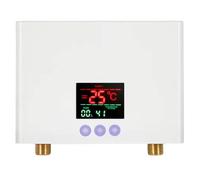 Aundhegrtt Calentador de Agua Instantáneo de 3 KW, Mini Calentador de Agua Eléctrico Sin Tanque con Pantalla LED, Ajuste de Temperatura de 3 Niveles, Enchufe Europeo