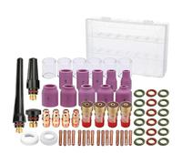 Aundhegrtt Kit de Accesorios para Antorcha de Soldadura TIG de 63 Piezas: Lente Corta, Boquilla, Pinzas, Cuerpo, 10 Copas de Vidrio para -17/18/26