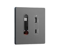 Aundhegrtt Panel de Enchufe Inteligente USB A Universal de Pared EU de 20W con Puertos de Carga Rápida Tipo C Android y Cable Retráctil para el Hogar B