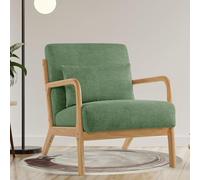 Aunekiv Butacas de Salon Sillon Relax con Cojín Lumbar, Sillones para el Salón Sillón Acolchado de Madera Maciza para Salón y Dormitorio, Sillón de Lectura para Espacios Pequeños Verde 1PC