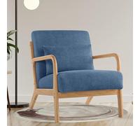Aunekiv Butacas de Salon Sillon Relax con Cojín Lumbar, Sillones para el Salón Sillón Acolchado de Madera Maciza para Salón y Dormitorio, Sillón de Lectura para Espacios Pequeños Azul 1PC