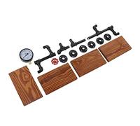 AUNMAS Estantería Industrial para Tubos, Estantería Montada en la Pared, Estante Decorativo de Acero Maleable y Pino Carbonizado, Almacenamiento de 4 Niveles, Diseño Retro, para Cocina, Baño, Sala de