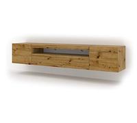 Aura Armario bajo de TV de 200 cm, colgante o de pie, armario universal para TV, aparador armario colgante para equipo de audio HiFi (roble Artisan sin led)